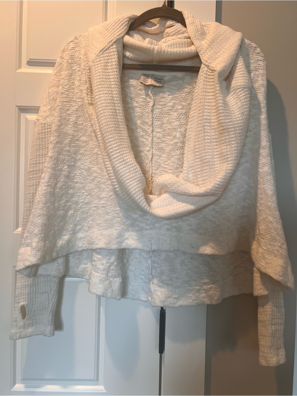 Light Cream Cowl-Neck Knit Sweater - Women